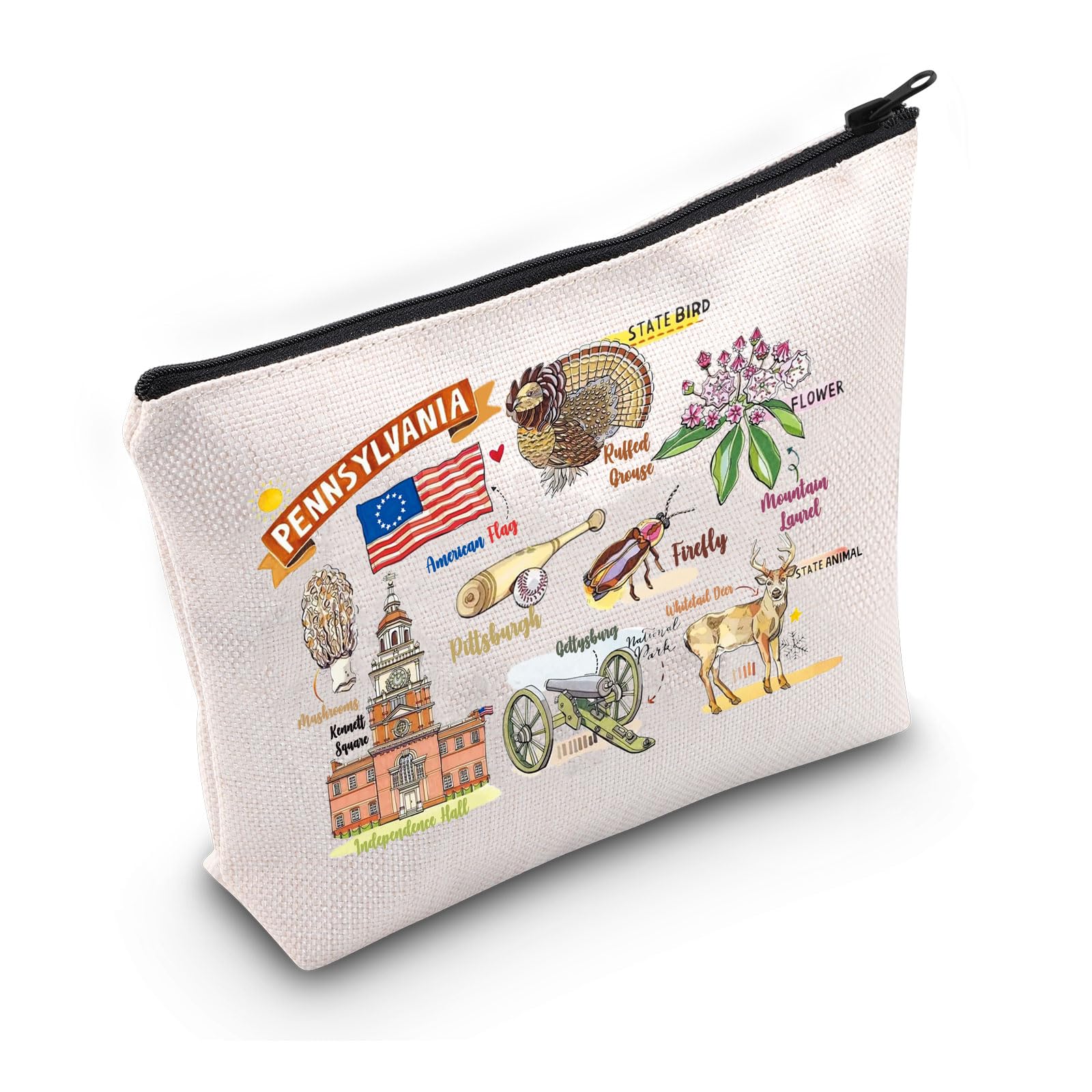 PWHAOO Pennsylvania State Souvenirs Gift Pennsylvania Makeup Bag Pennsylvania Home Cosmetic Bag Pennsylvania Tourism Gift (Pennsylvania M)
