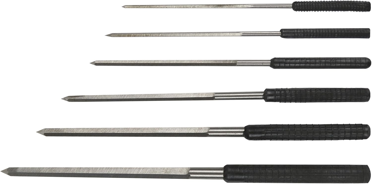 Set of 6 Large Cutting Broaches in Case 2.4, 2.7, 3.2, 4.2, 5.2, 6.2 mm Jewelry Making Wax Tap and Die Tool