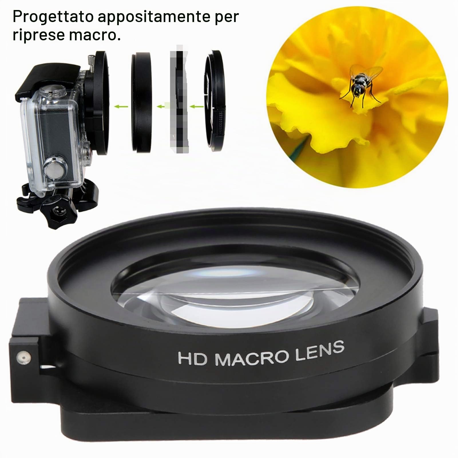 16 filtri per obiettivo macro, action camera, 58 mm, macro, impermeabile, immersioni, lenti ottiche in vetro per GP8, GP9, GP10, GP11, GP12