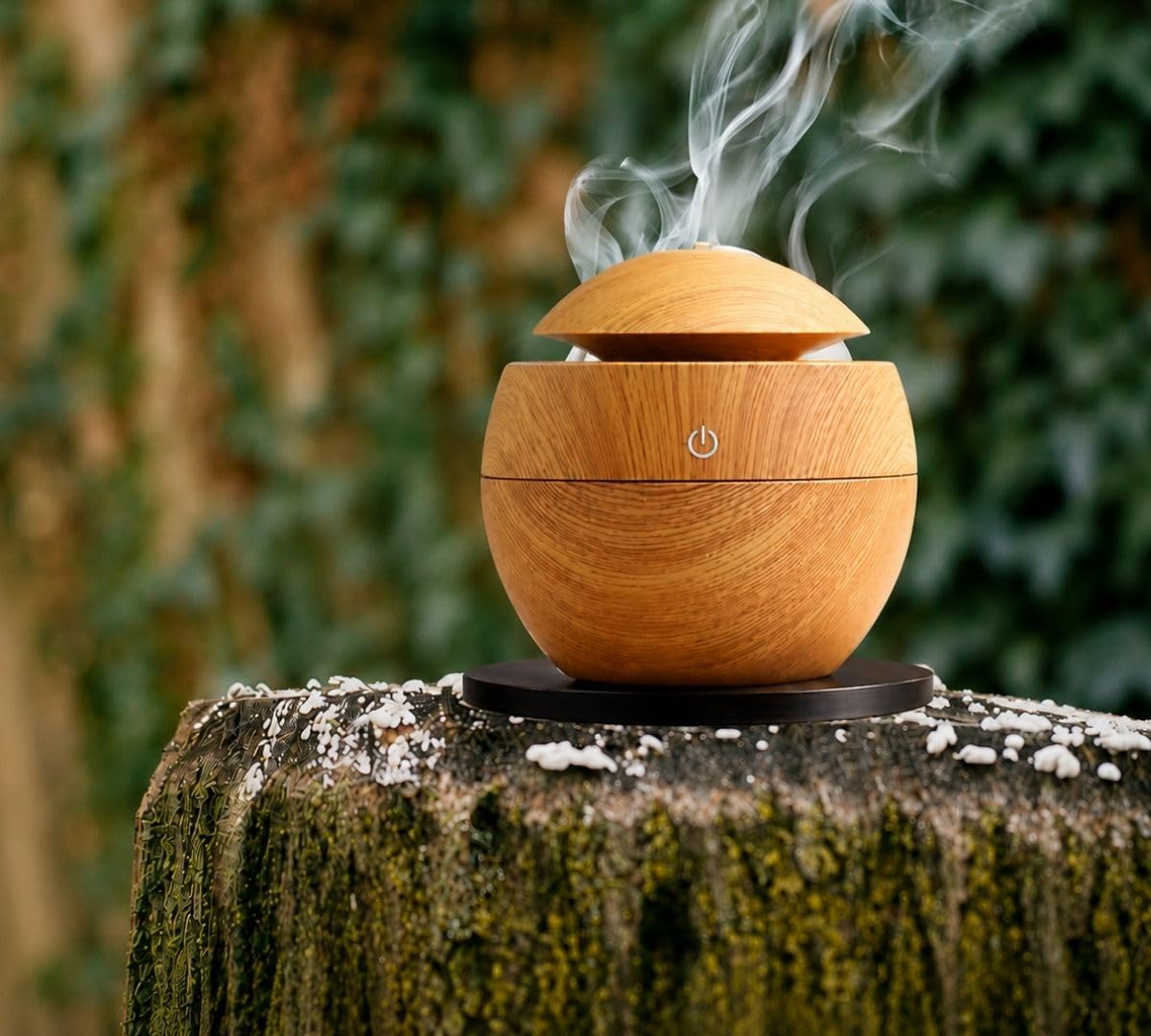 Wooden Finish Humidifier & Essential Oil Diffuser for Home Bedroom Office | Ultrasonic Cool Mist Aroma Diffuser with LED Night Light | Air Humidifier for Room Yoga Spa Meditation | USB Aroma Machine