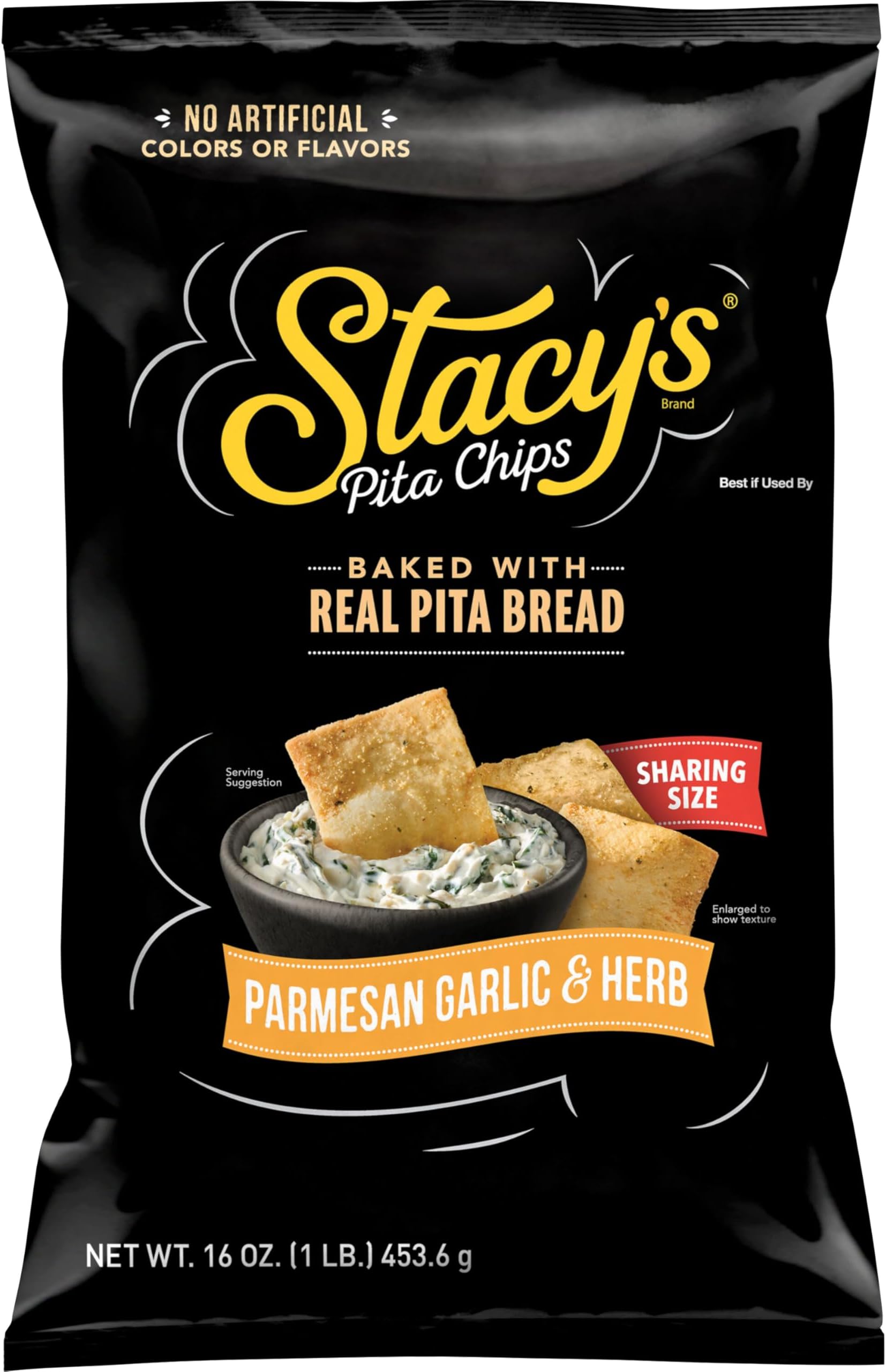 Stacy’s Pita Chips, Parmesan Garlic & Herb, No Artificial Colors or Flavors, 16 oz Bag