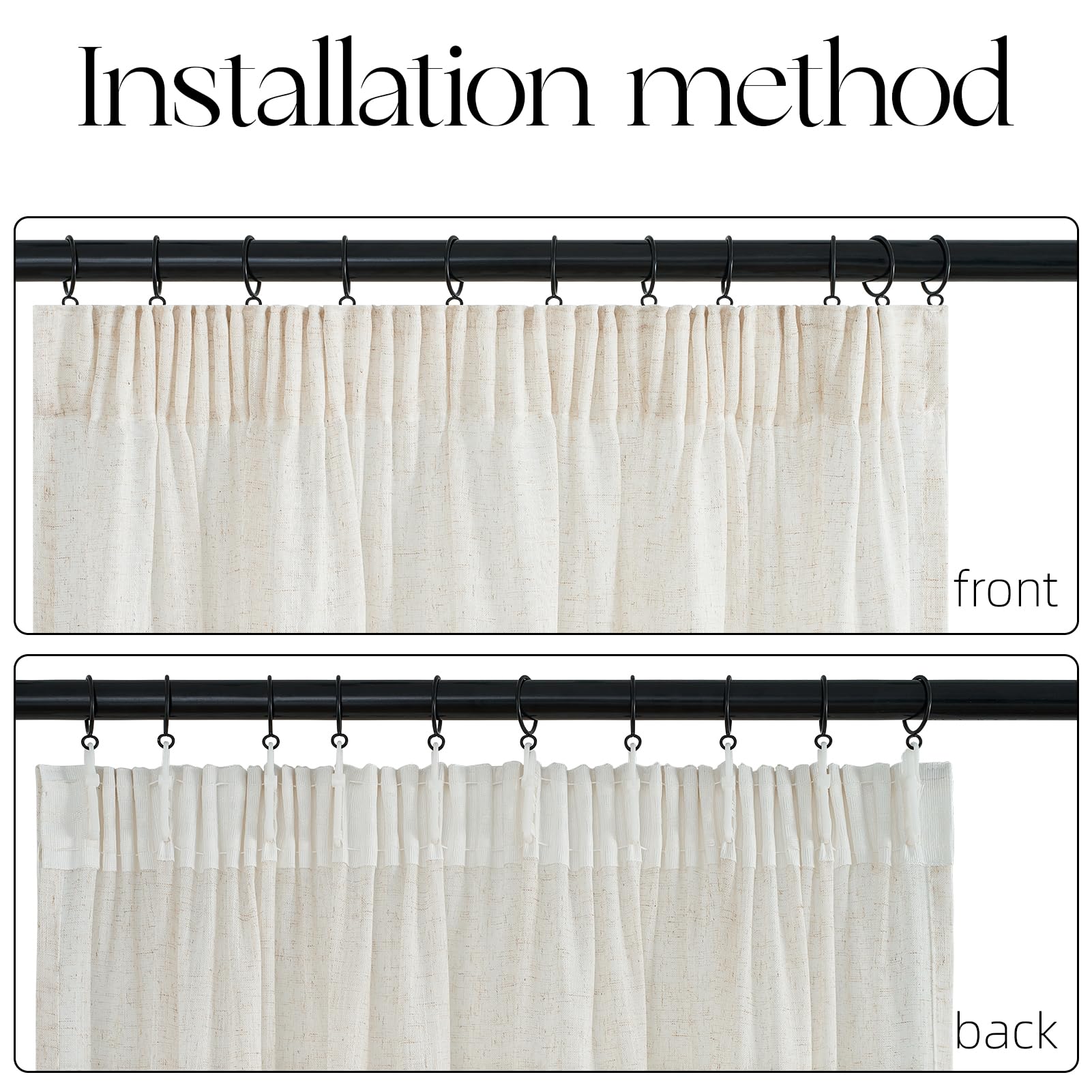 Topfinel 1 Pièce 300x240cm(LxH) Rideaux en Lin Bohèmes Rideau de Salon Rideaux Semi-Transparents avec Ruban À Volants Rideau Beige Naturel pour Système De Rail