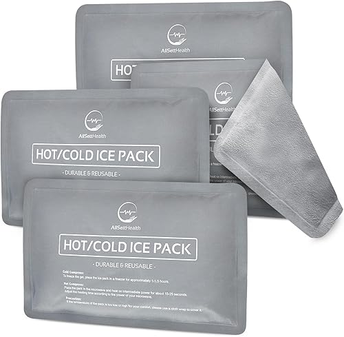 Paquete de 4 bolsas de hielo reutilizables para lesiones, bolsa de hielo suave con tela de vellón suave de terciopelo, juego de hielo flexible de