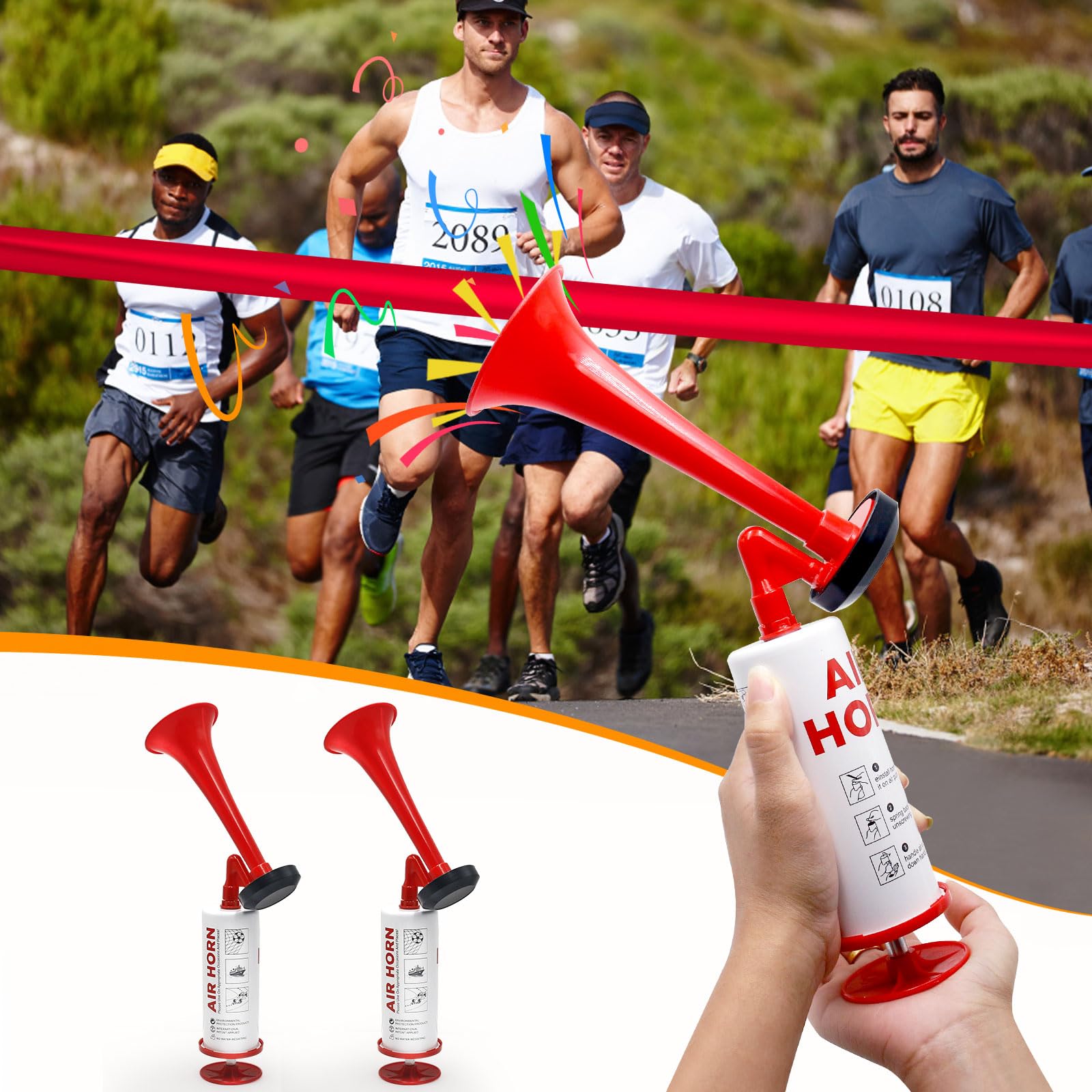 Gebrazy Air Horn 2er Set - Handliche Druckluft Fanfare Für Sportevents