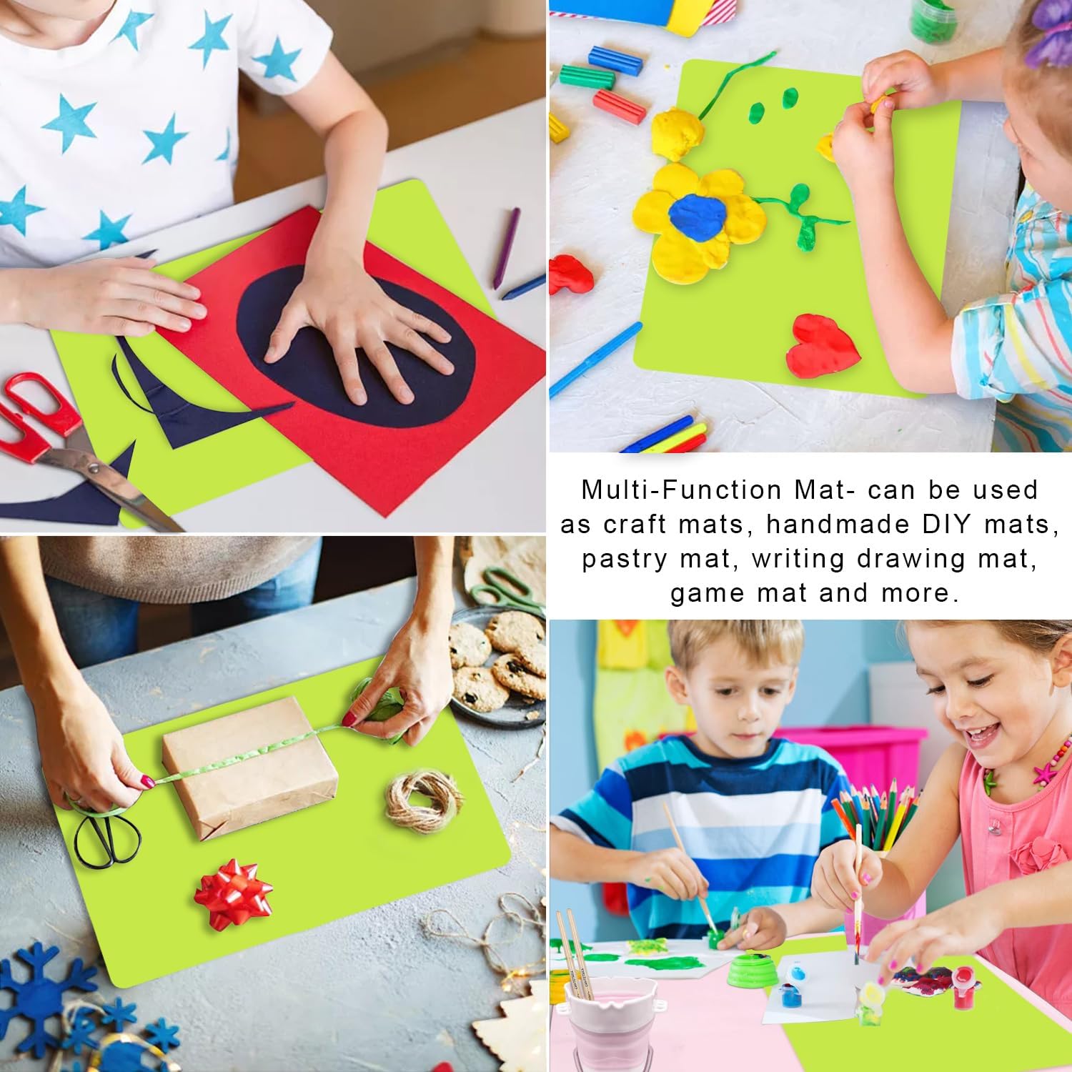 Silicone Mat for Crafts, 15.7" x 11.8" Silicone Placemats for Kids Dining Table Waterproof Countertop Protector, Heat Insulation Kitchen Pastry Rolling Dough Pad Tool, Green image 4