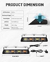 Vista 6 de HLauto 2002L Luces estroboscópicas de emergencia para salpicadero: luces de seguridad ámbar, luces de advertencia intermitentes para parabrisas