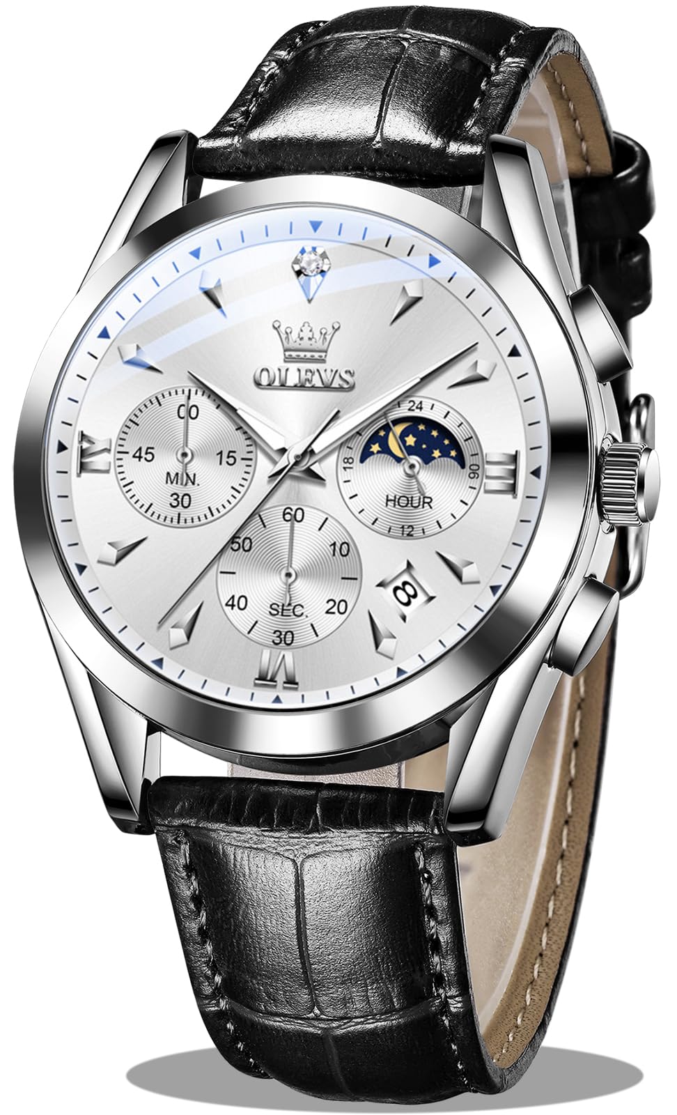 Sponsored Ad - Men's Leather Analog Quartz Watch - Luxury Chronograph Wristwatch With Date, Waterproof, Luminous - Dress Style