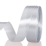 YASEO 1 Inch Silver Solid Satin Ribbon, 50 Yards Craft Fabric Ribbon for Gift Wrapping Floral Bouquets Wedding Party Decoration
