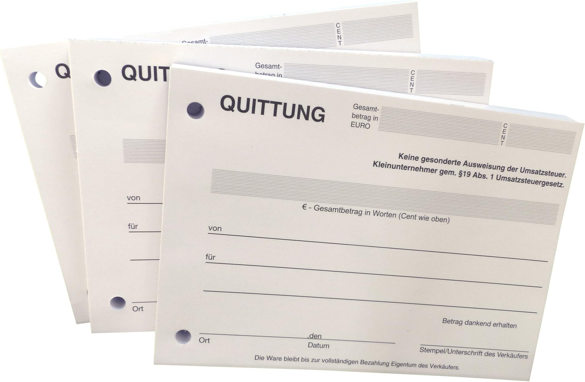 Quittungsblock mit MwSt – 3-fach selbstdurchschreibend Quittungsblock mit MwSt – 3-fach selbstdurchschreibend