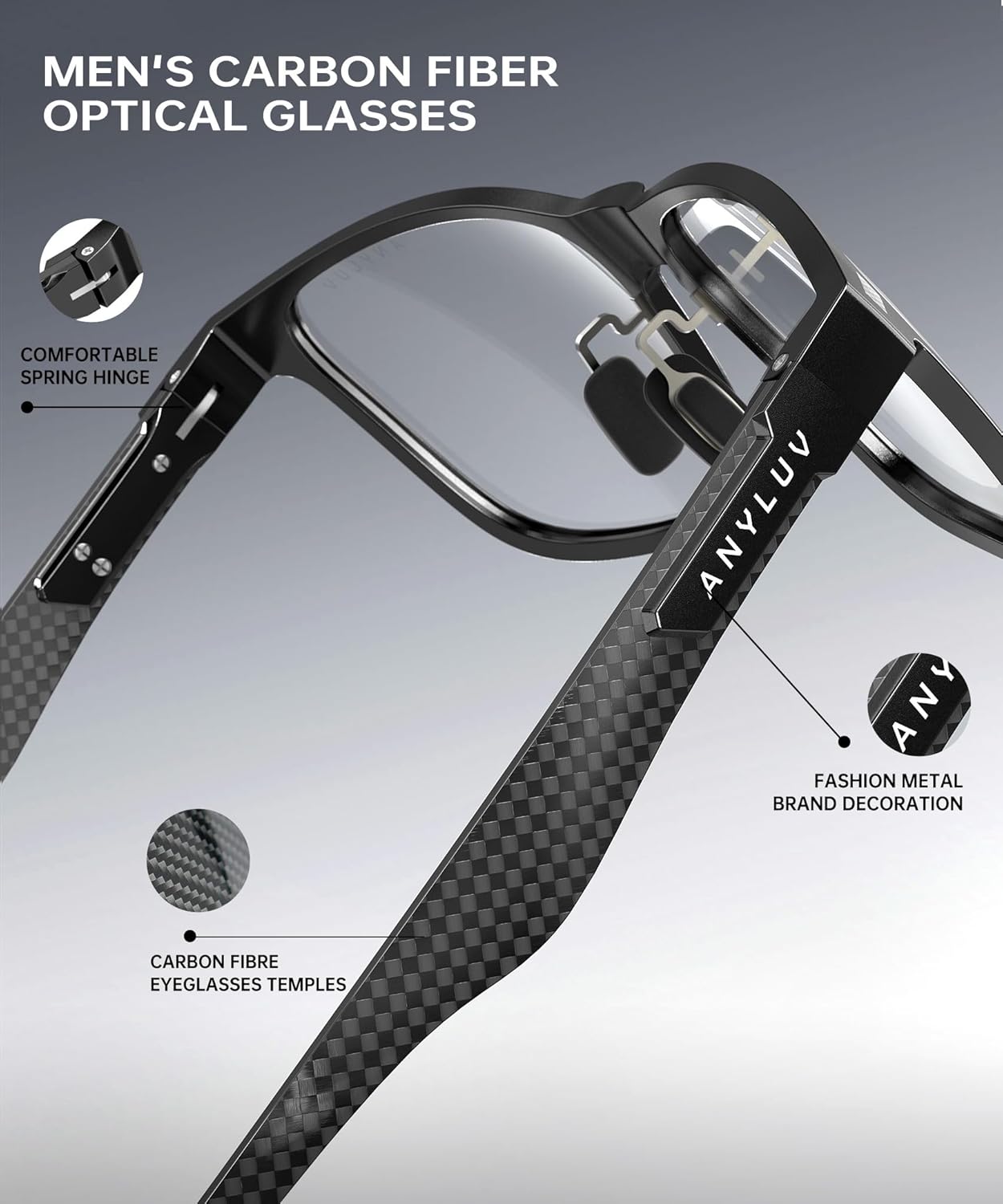 ANYLUV Blue Light Glasses Men/Women, Carbon Fiber Working Blue Light Blocking Glasses Relieve Eyestrain
