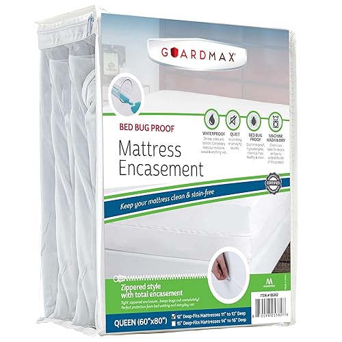 Guardmax Jersey Knitted Queen Zippered Mattress Encasement - Waterproof &