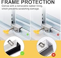Vista 5 de Cerraduras de ventana, 4 juegos de cerradura de ventana de seguridad deslizante con llave para ventanas correderas verticales y horizontales