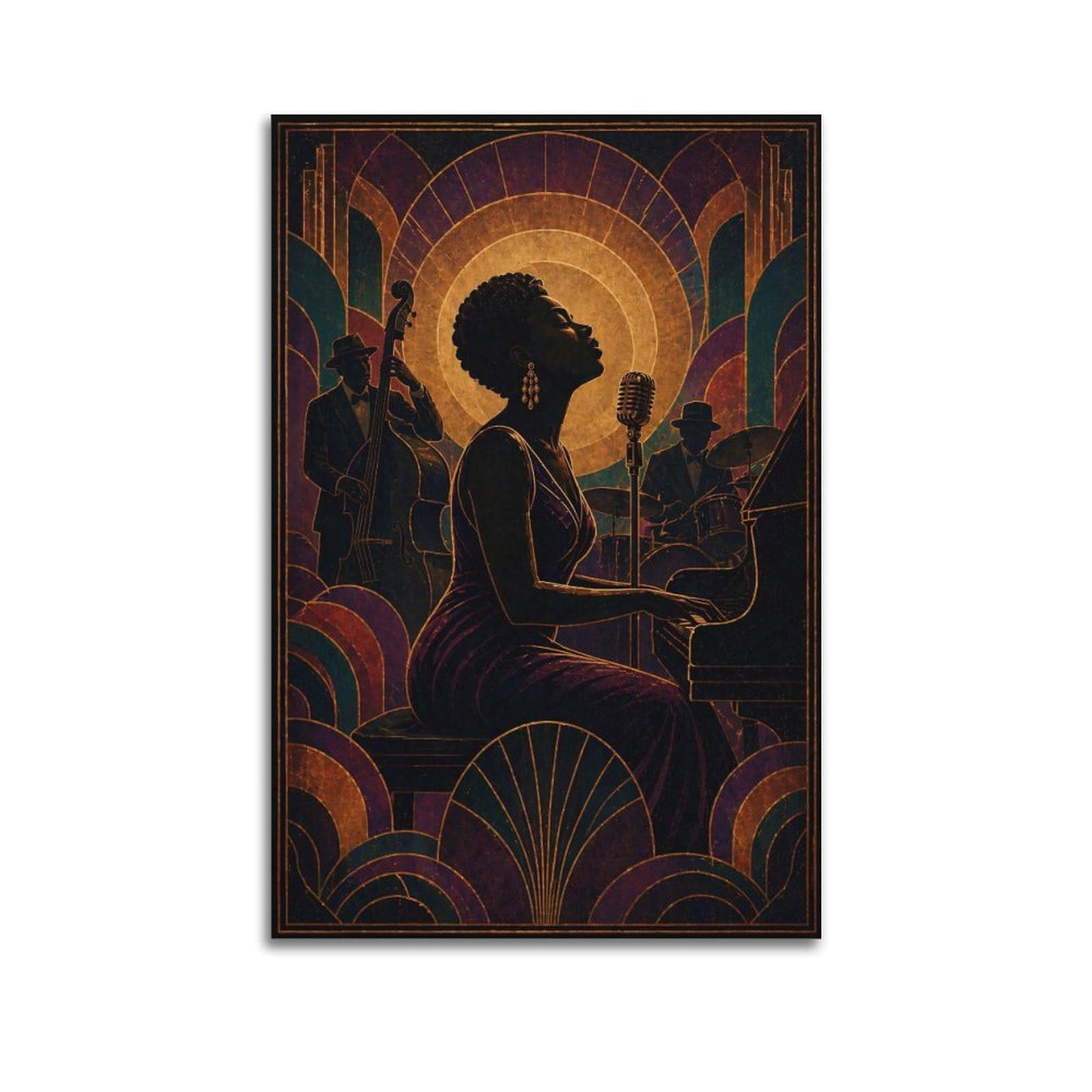 Okngb Unframe-Style Vintage Harlem Style Jazz Band Club Poster Decorative Painting Canvas Art Picture 24X36inch(60X90cm)
