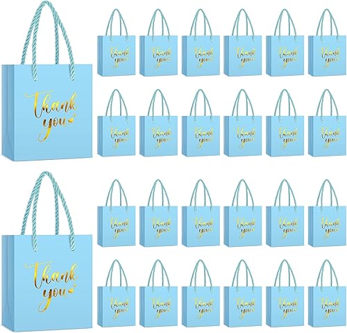 Miniatura 1 de Honoson 30 mini bolsas de regalo con asa de 4 x 2.75 x 4.5 pulgadas, pequeña bolsa de papel de agradecimiento para boda, baby shower, cumpleaños,