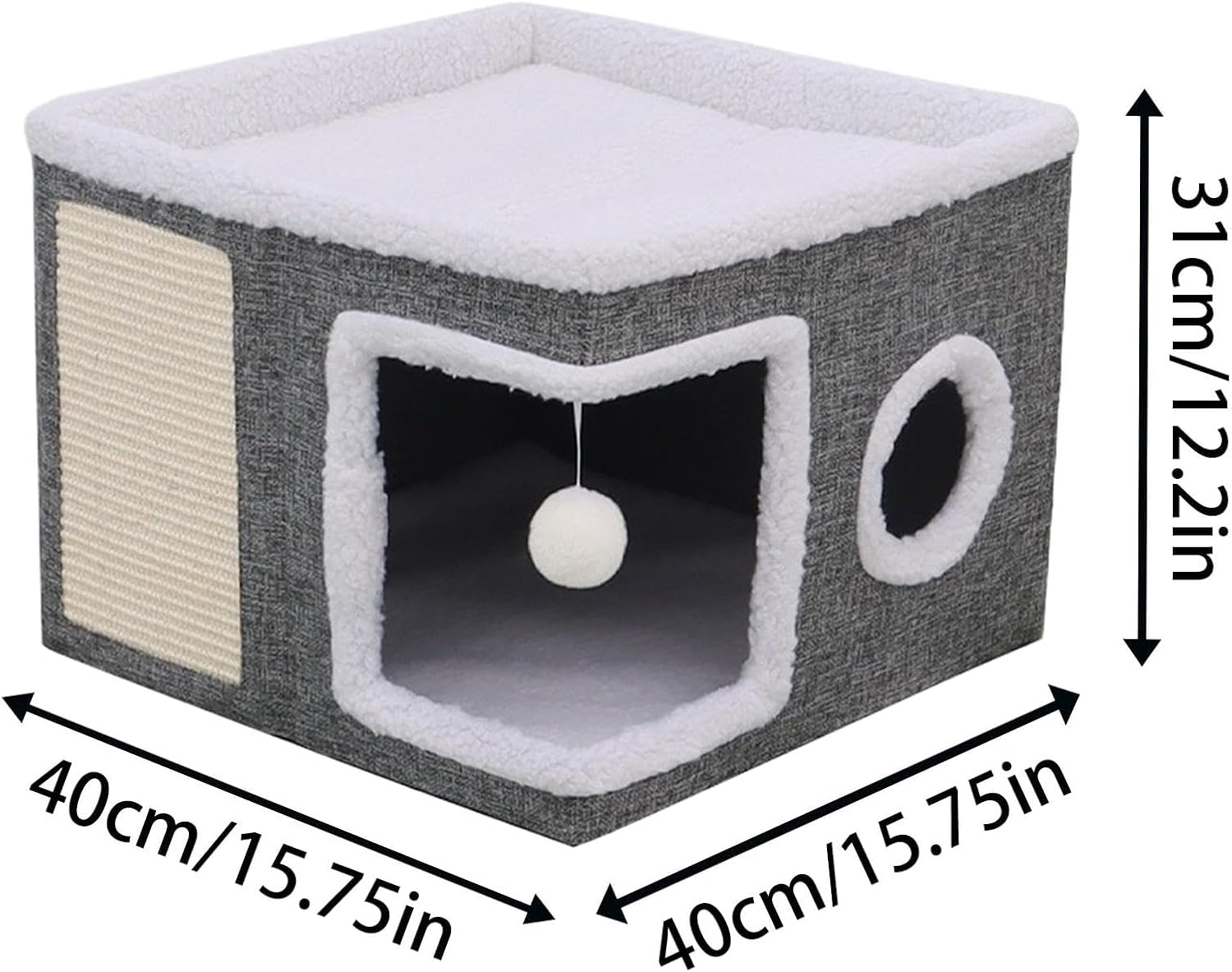 بيت قطط داخلي - سرير للقطط في الاماكن المغلقة نصف مغلق، سرير قطط مغطى بمنازل وشقق سكنية، بيت دافئ للقطط والحيوانات الاليفة والقطط الصغيرة