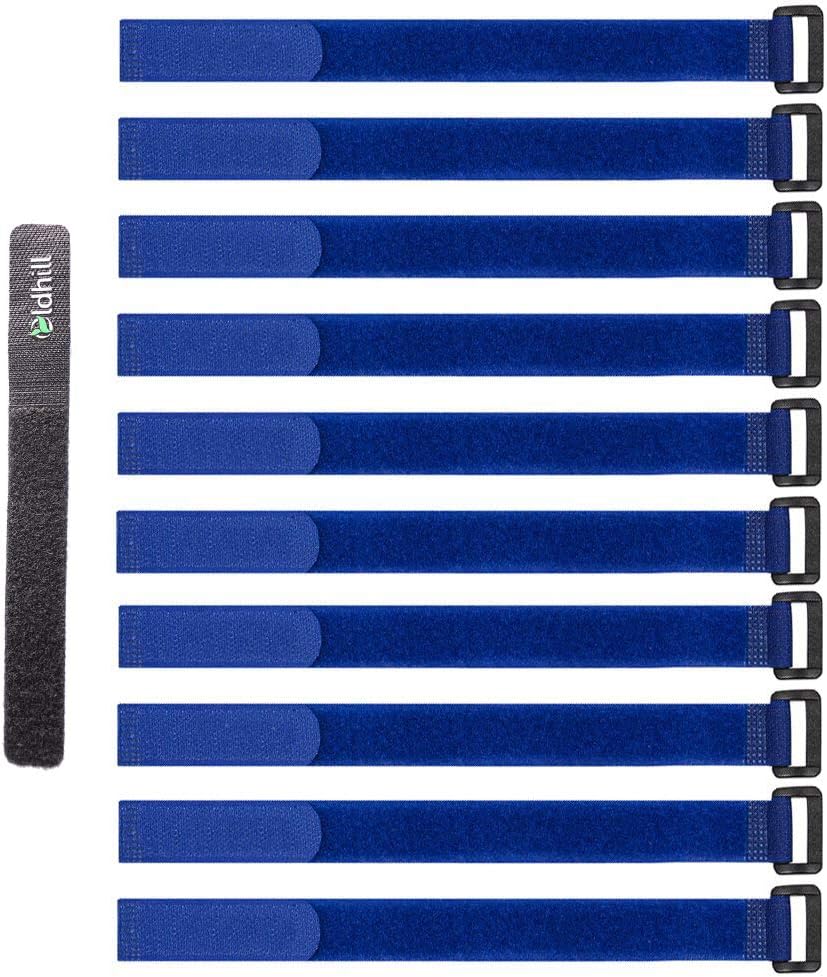Oldhill Hook and Loop Cinch Straps Adjustable and Reusable - 10 Pack (12" x 0.8", Blue)