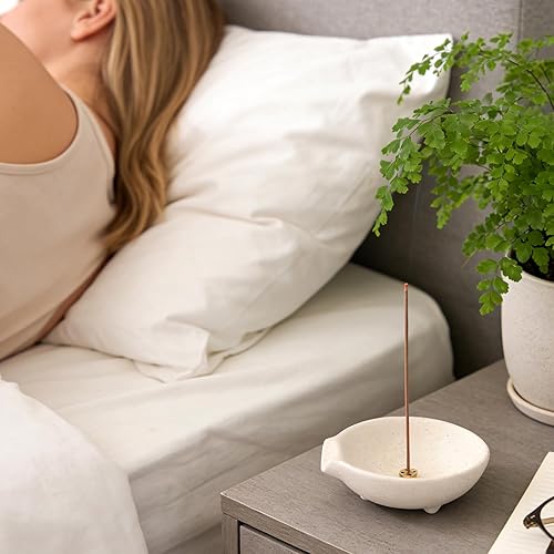 Miniatura 4 de Soporte de incienso 4 en 1 con colector de cenizas para conos, salvia, palo, santo, moderno, de cerámica, quemador, para limpieza y meditación