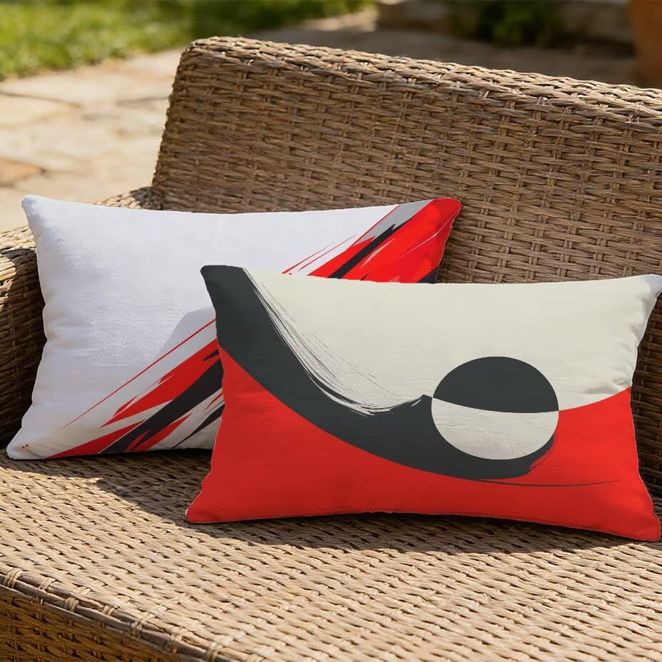Housse de coussin de jardin 70x90 cm blanche imperméable texture lin pour mobilier extérieur M-P1102