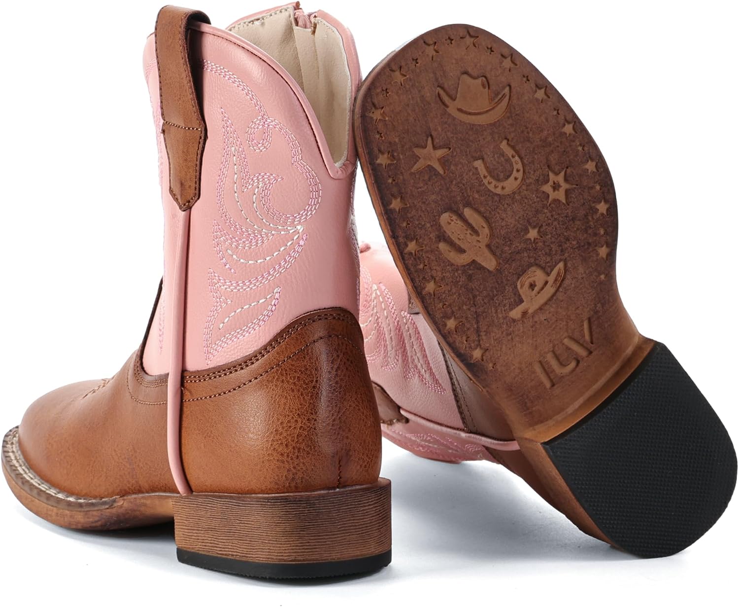Girls Cowgirl Boots Toddler Boys Cowboy Boots for Kids Western Square Toe Riding Mid Calf Boot