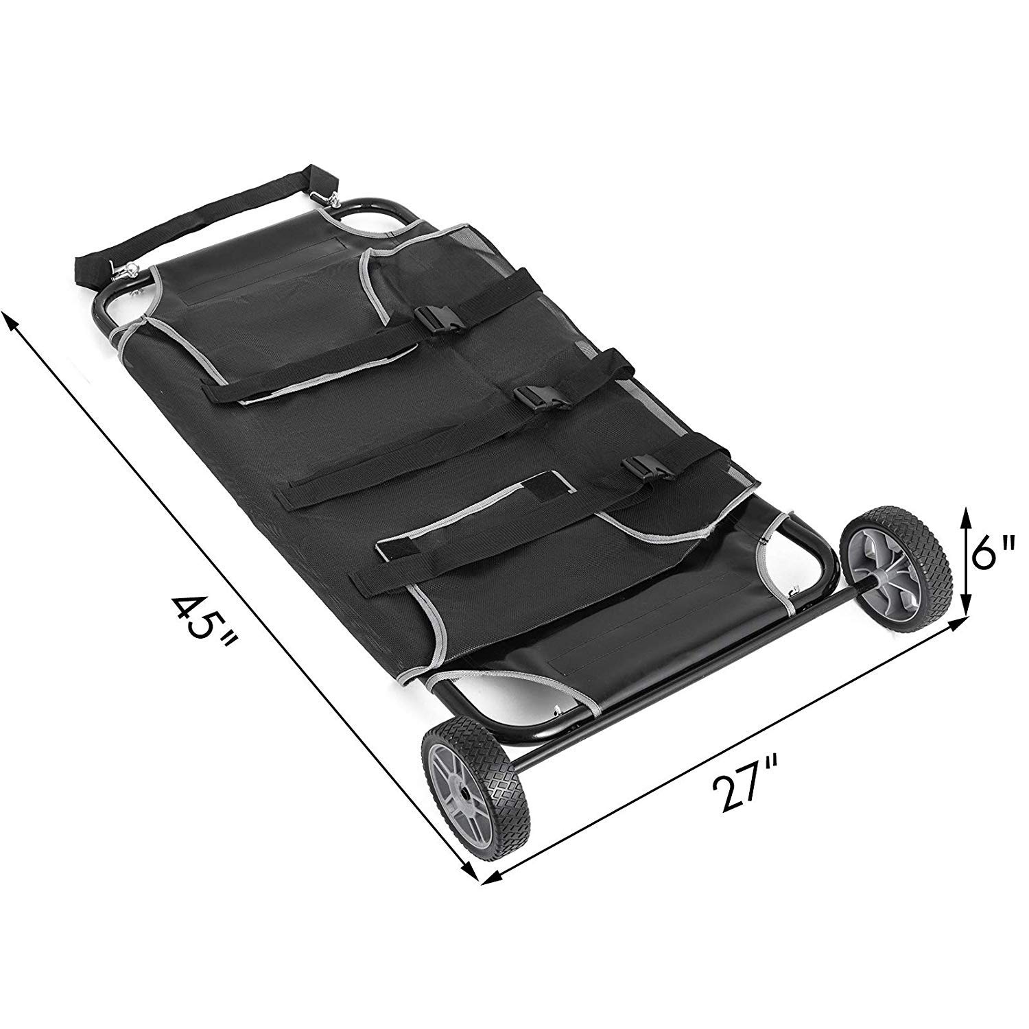 Carrello Barella Animale Nero, Pieghevole per Animali Domestici, Due Ruote, Capacità Massima 250 Libbre