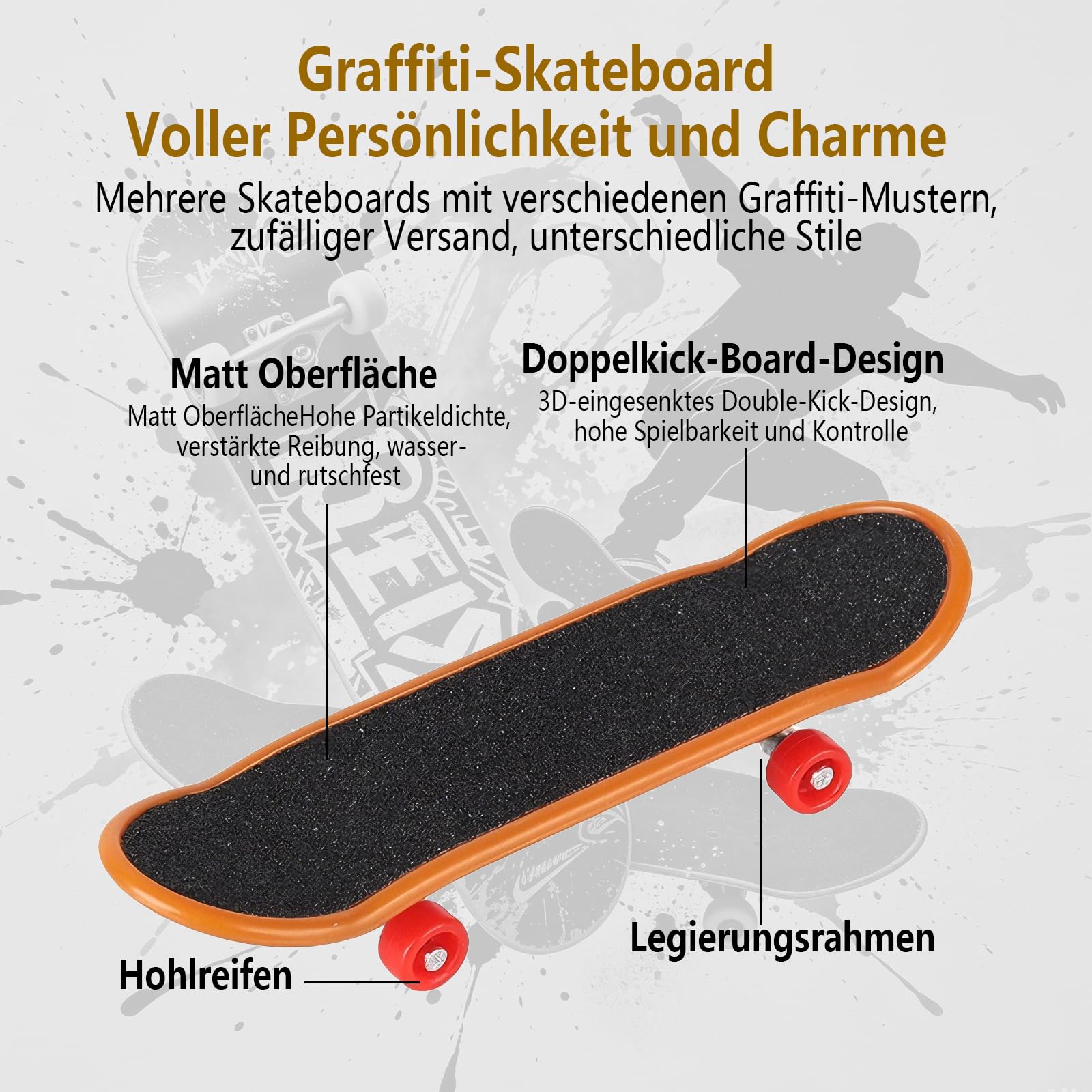6-in-1-Finger Skateboard Park Set Enthält 6 Fingerboard Rampe Sowie 6 Mini-Finger-Skateboards und Eignet sich Ideal für Griffbrett-Liebhaber, als Kinderspielzeug oder als Übungsset für Anfänger
