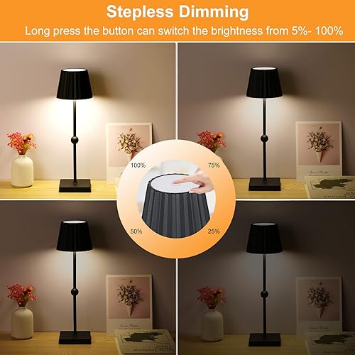 Miniatura 3 de Neoglint Lámpara de mesa inalámbrica, lámpara de mesa recargable de 5200 mAh, lámpara de escritorio LED portátil de atenuación continua de 3