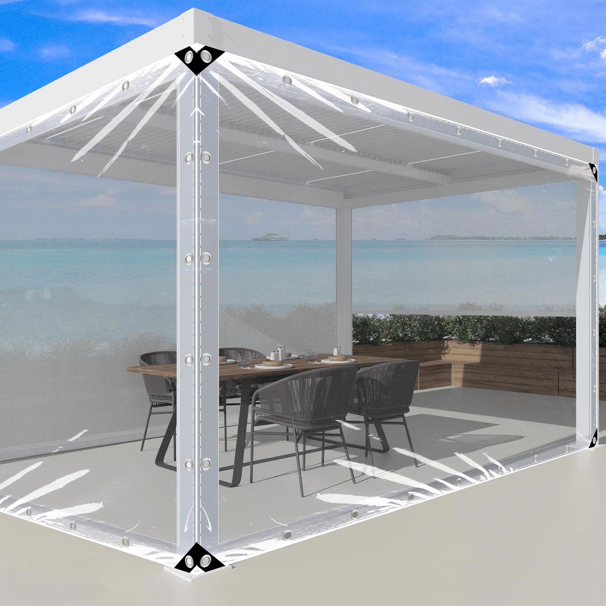 Lona impermeable transparente 140 x 210 cm a prueba de viento multiusos