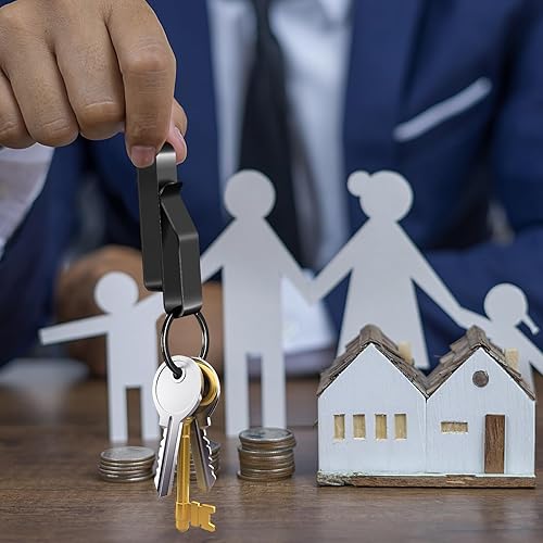 Miniatura 6 de Soporte para llaves de cinturón de alta resistencia, 2 llaveros de acero inoxidable con 4 llaves de esposas desmontables de metal para cinturón de