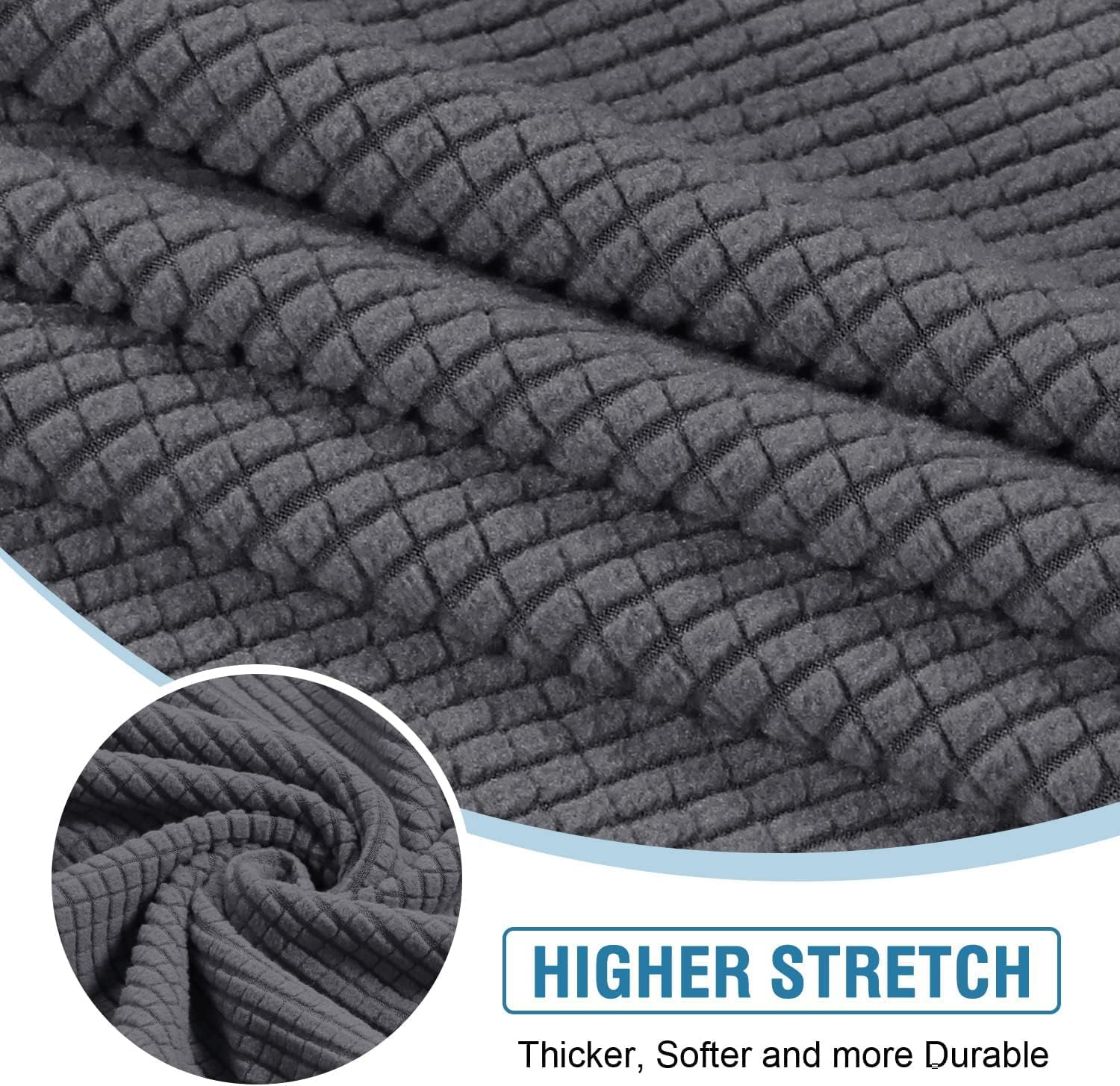 H.VERSAILTEX Backrest Cushion Covers Sectional Couch Back Cushion Covers for Sectional Sofa Set for Both Left/Right Couch (Back Only: 1 Chaise + 2 Sofa, Charcoal Grey)