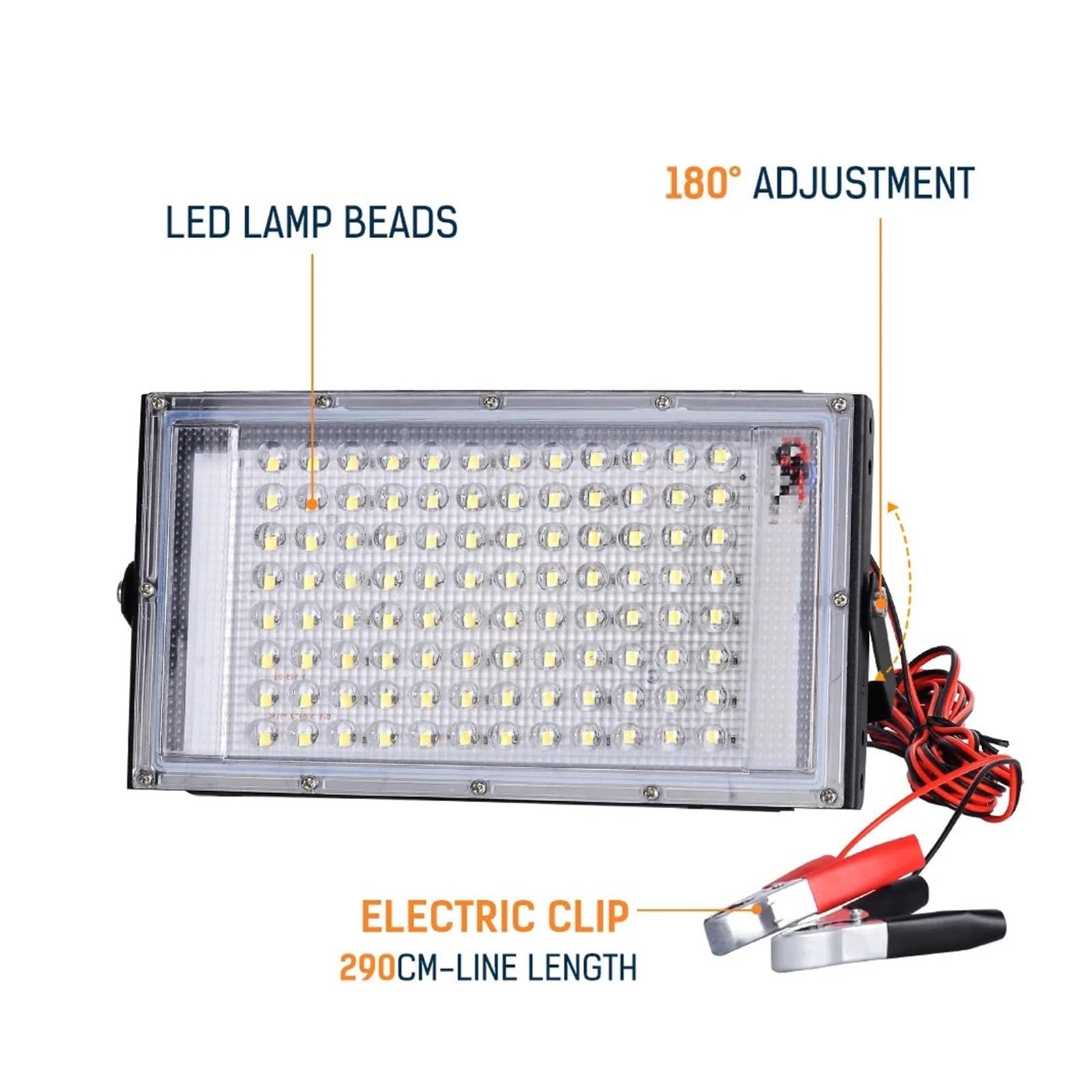 Reflektor DC 12V L+e+d Flood Light 50 W 100 W Zewnętrzny Reflektor Reflektor IP66 Wodoodporny Reflektor Światła Awaryjnego Przenośny 12 V L+e+D Światło (DC12V-100W)