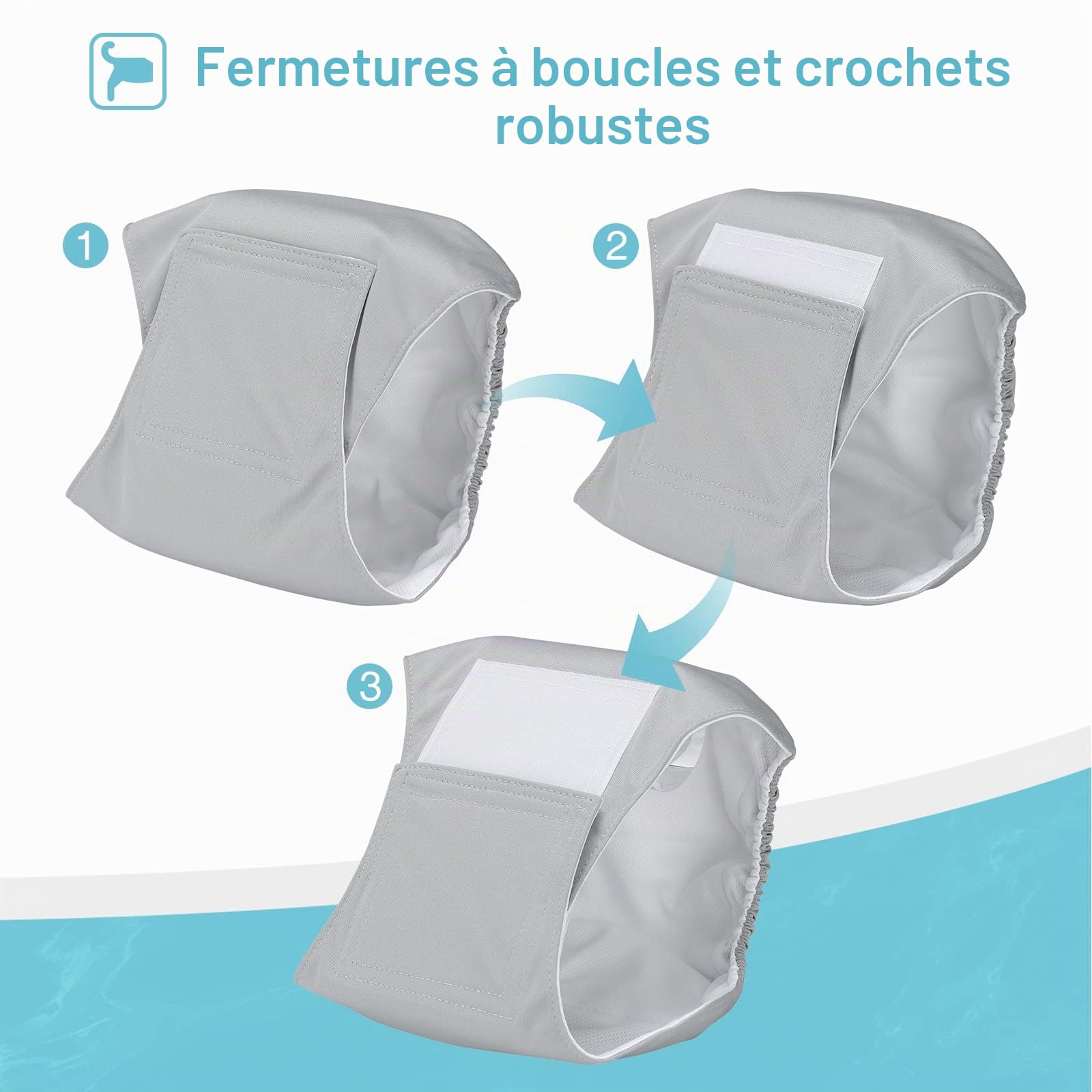 Avont 3 Couches Lavables Réutilisables pour Chien Male Culotte Protection Confort Nappy Lors des Périodes Physiologiques, de Chaleurs, d'Incontinence -Classique -XXL(72-94cm)