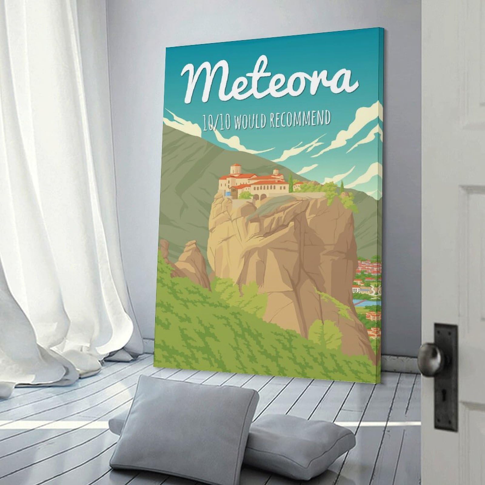 Junmoney Decorative Wall Artwork Meteora Greece Travel, 20x30inch(50x75cm), for Living Room, Lounge Or Sitting Room, Modern Wall Decor for Cosy Interiors