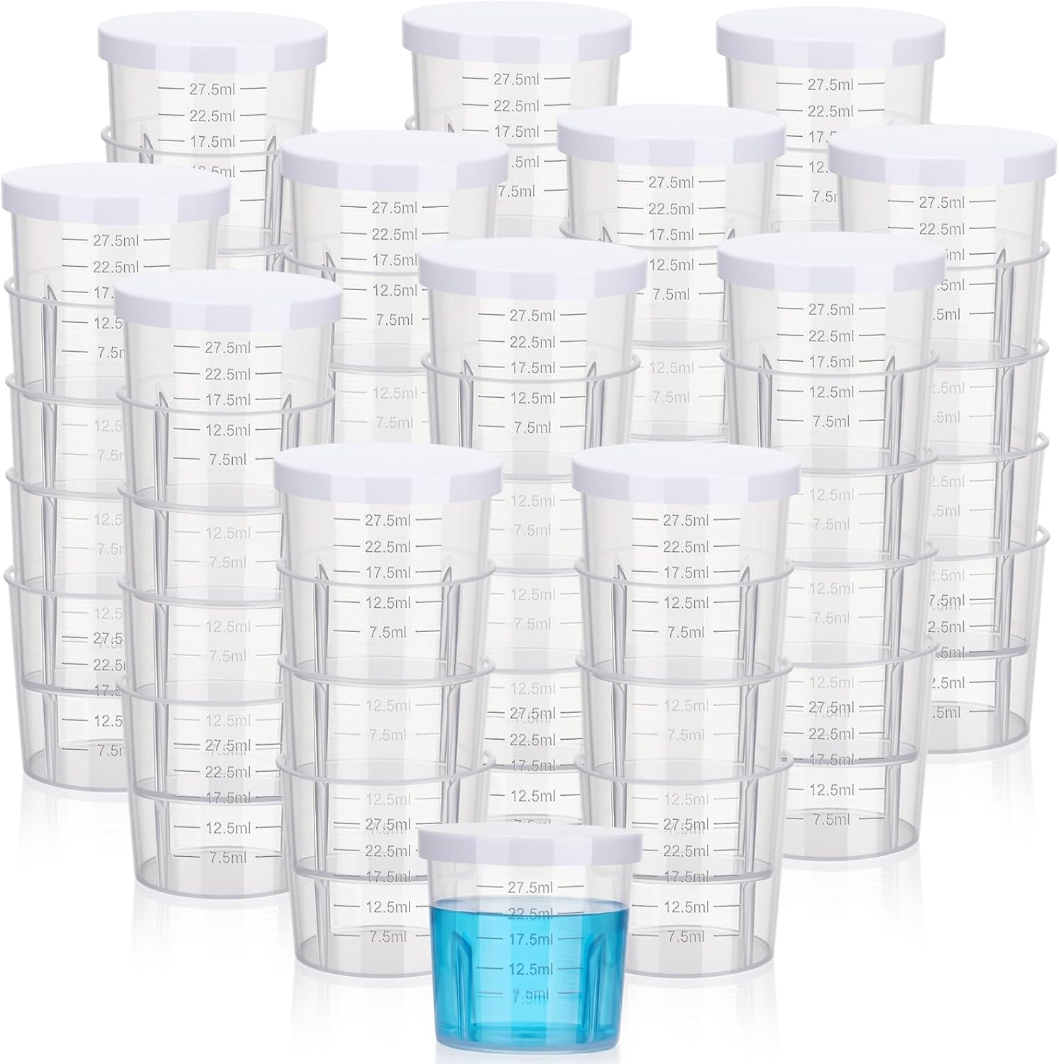 500 Pcs Plastic Medicine Cups with Lid 30ml Clear Medical Measuring Scale Cups Measure Graduated Container for Medical Purposes or Mixing and Measuring Resin Epoxy, DIY Arts