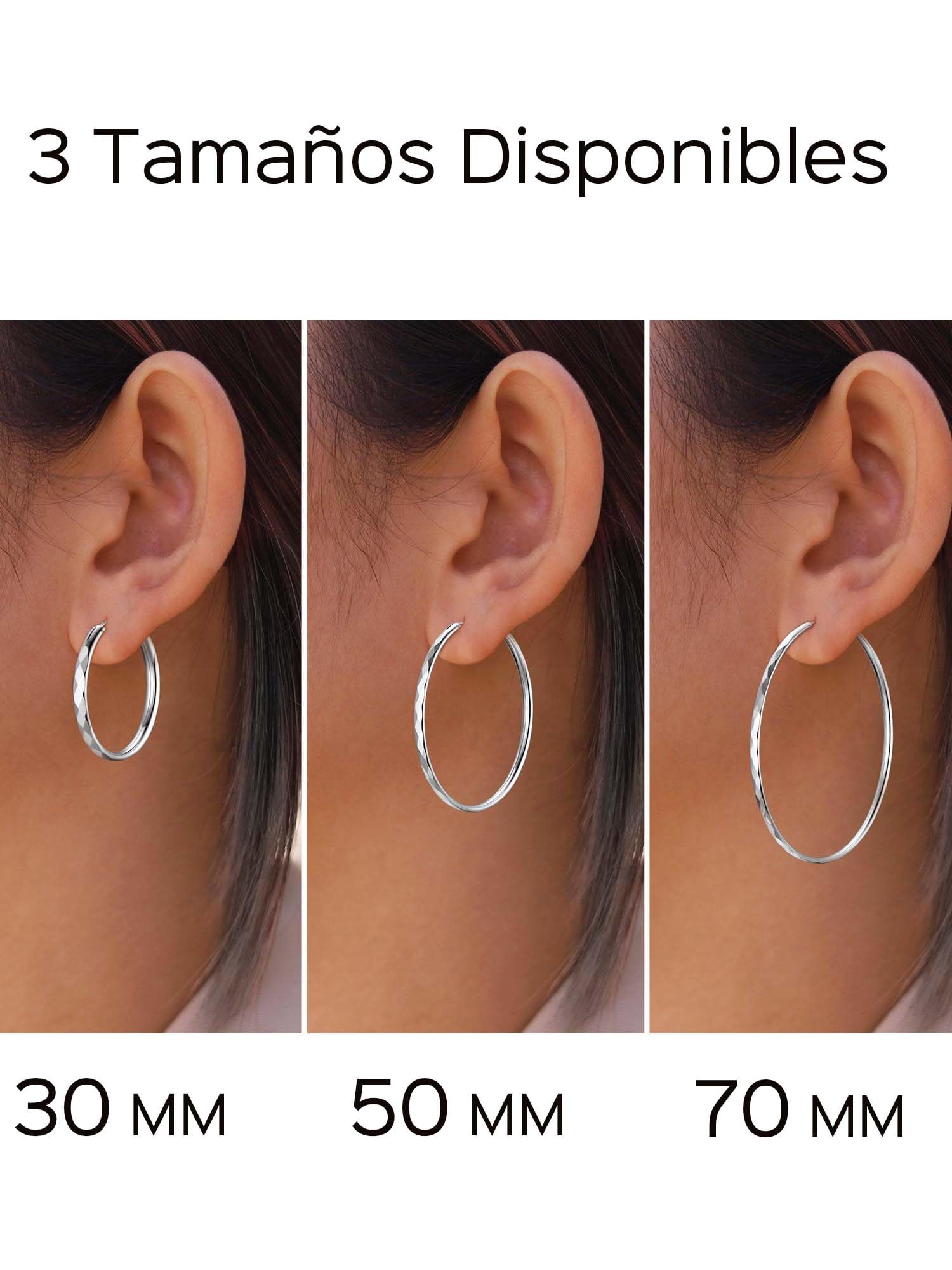 ChicSilver Pendientes Aros Mujer Plata de Ley 925 Pendientes Finos Pequeños Medianos Grandes 30/50/70 MM Pendientes Hipoalergénicos Oreja Joyerías Deliciosas Madre Pareja
