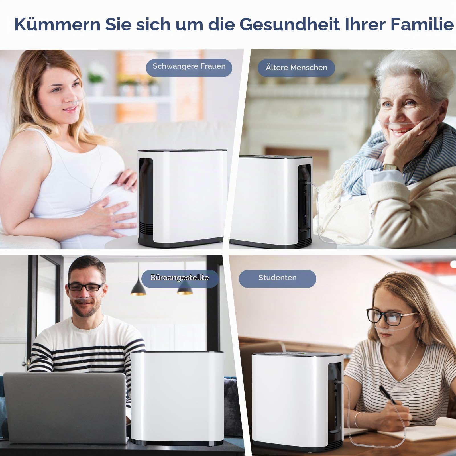 Tragbarer Sauerstoffkonzentrator,Sauerstoffkonzentrator für Zuhause,Tragbar Sauerstoffgerät 1-7 L/min,90%,Sauerstoffkonzentrator Mit Fernbedienungsfunktion,Intelligente Stimme,Timerfunktion