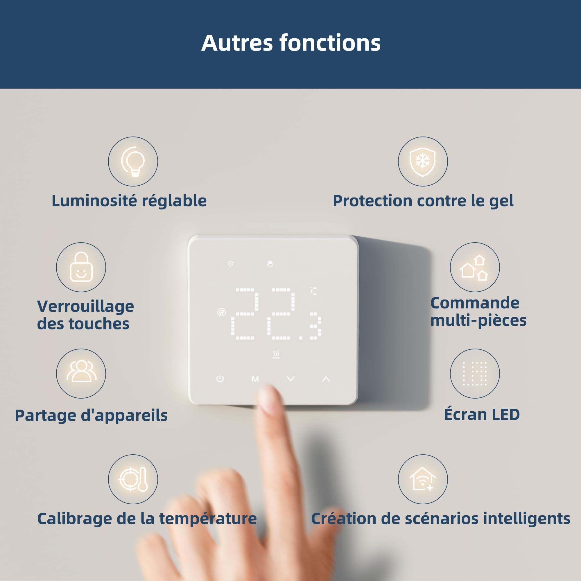 Beok Thermostat WiFi pour Plancher Chauffant à Eau, programmable, contrôle à Distance Via Smart Life APP, Compatible avec Alexa, Google Home