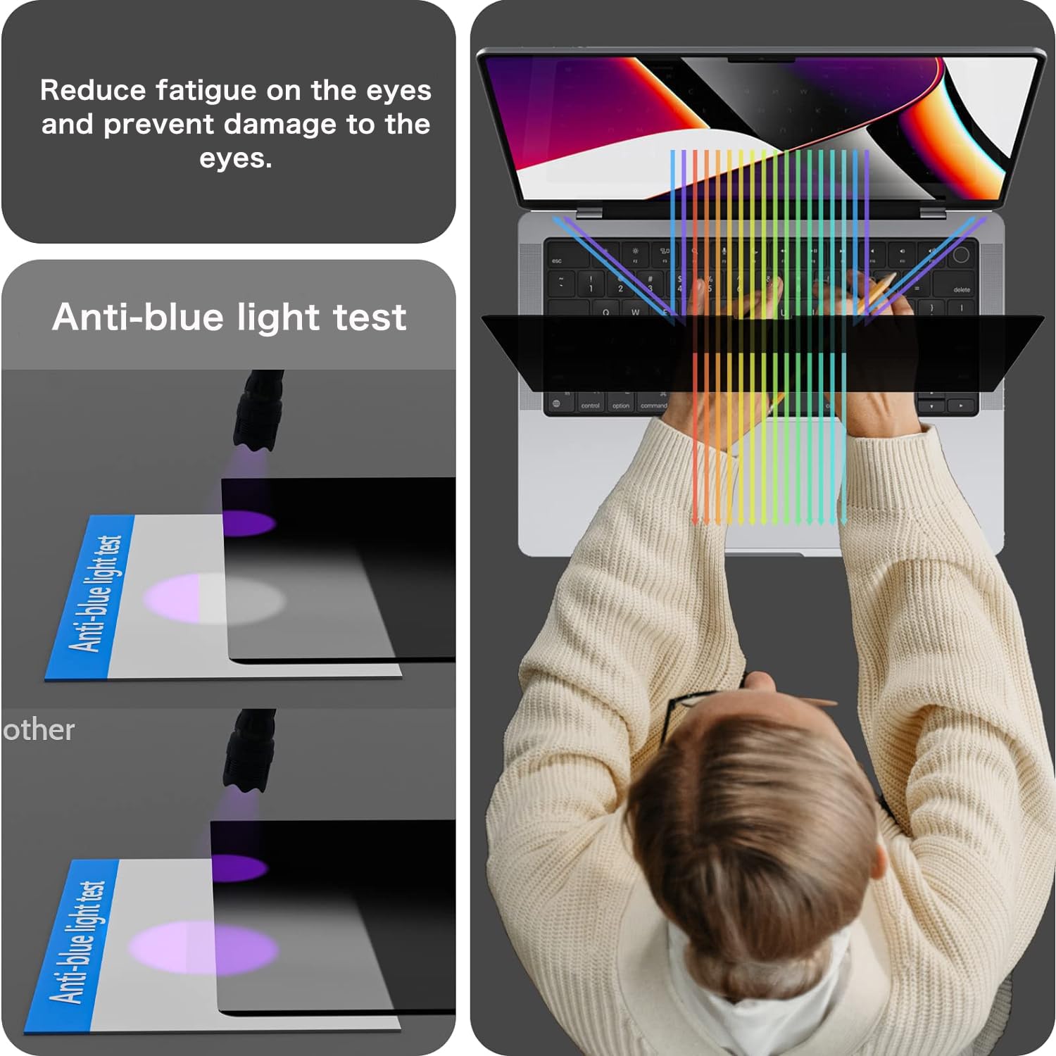 FiiMoo 2 Pezzi 15.6 Pollici Filtro Schermo Privacy, Pellicola Privacy Filter, Anti Blu Luce Pellicola Protezione della Privacy Filter, Protettiva Privacy per Schermi Laptop Widescreen - 15.6" 16:9