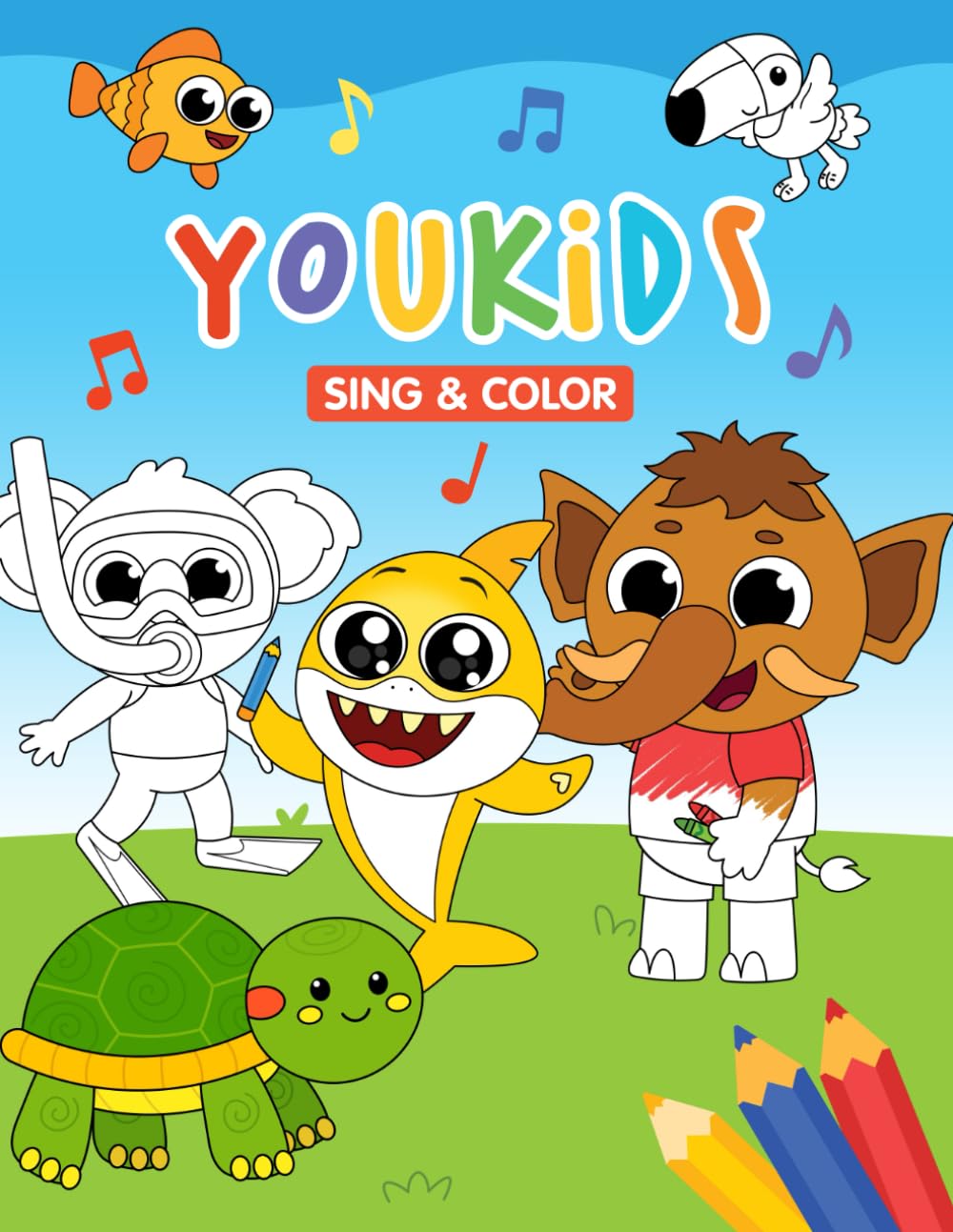 YouKids Sing & Color: Thumbnails & Characters from Our Popular Videos! Scan, Sing & Color with QR Codes!