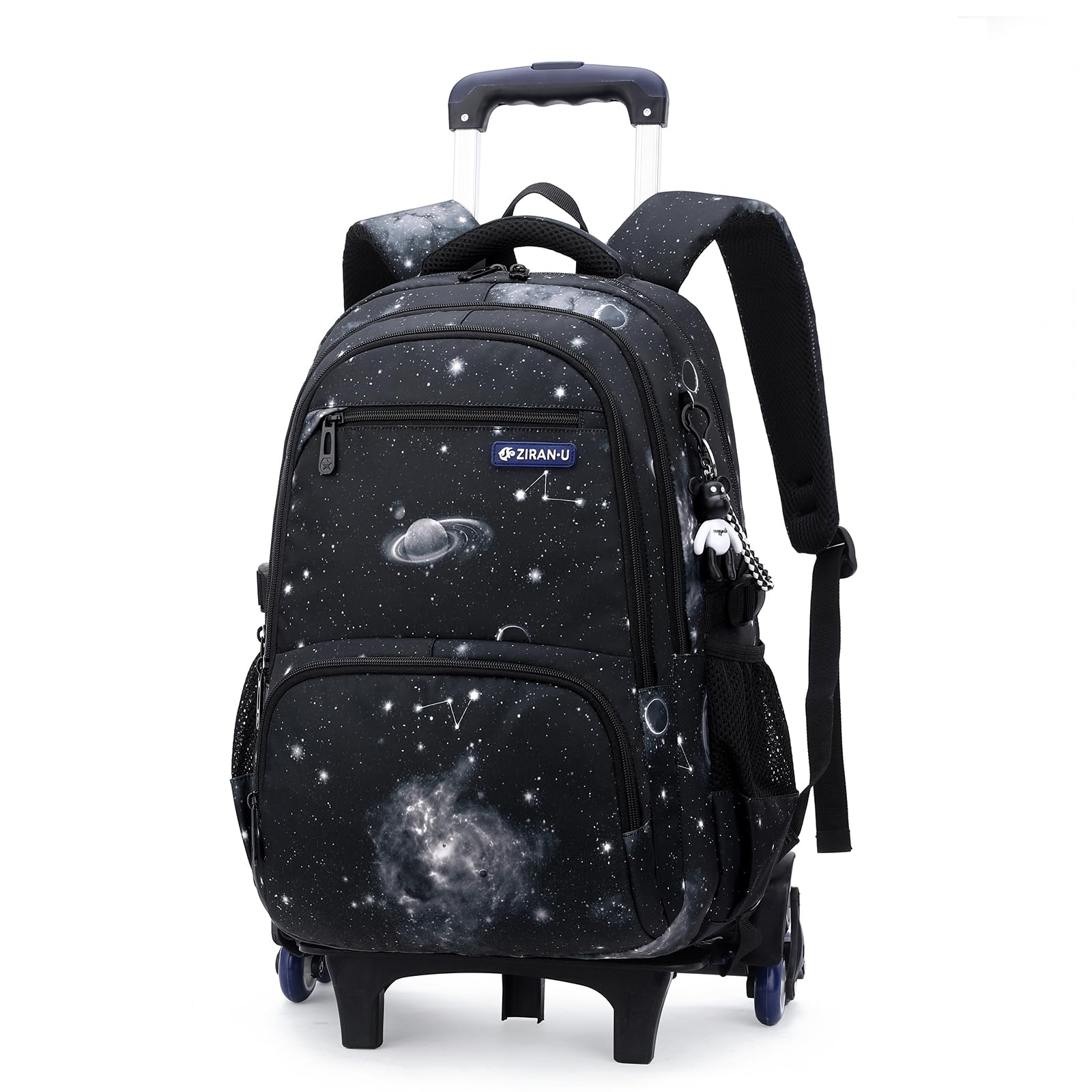 Amythe Mochila Escolar con Ruedas, Mochilas Niños Adolescentes, Seis Ruedas Carro Mochilas Escolares Trolley, Desmontable, Ideal para ir al Colegio o de Viaje