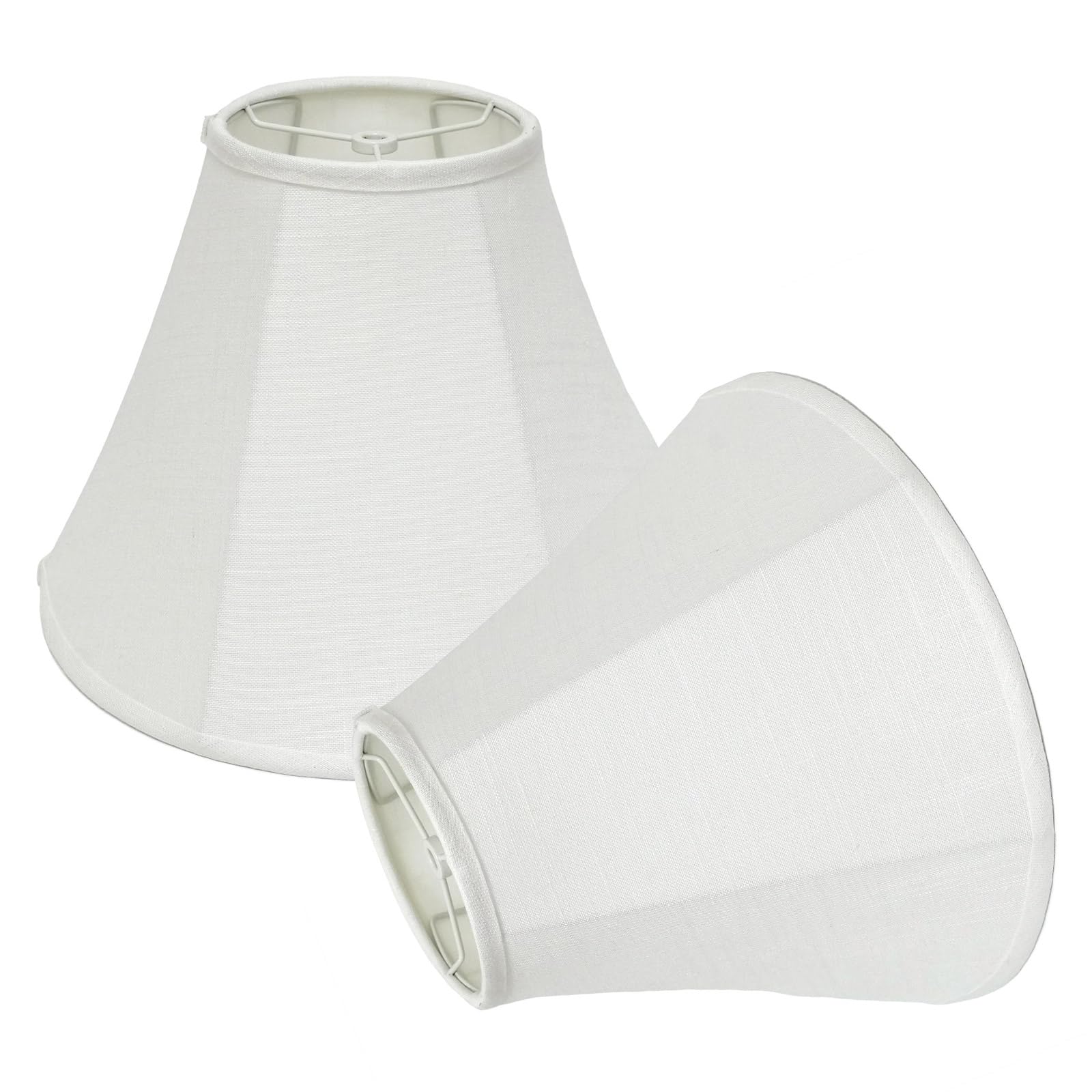 White Lamp Shades Set Of 2 Replacement, Fabric Lampshades For Chandelier Table Lamps Floor Lamps, Medium Lampshades 12"Bottom X 6.1"Top X 8.7" High (B-22)