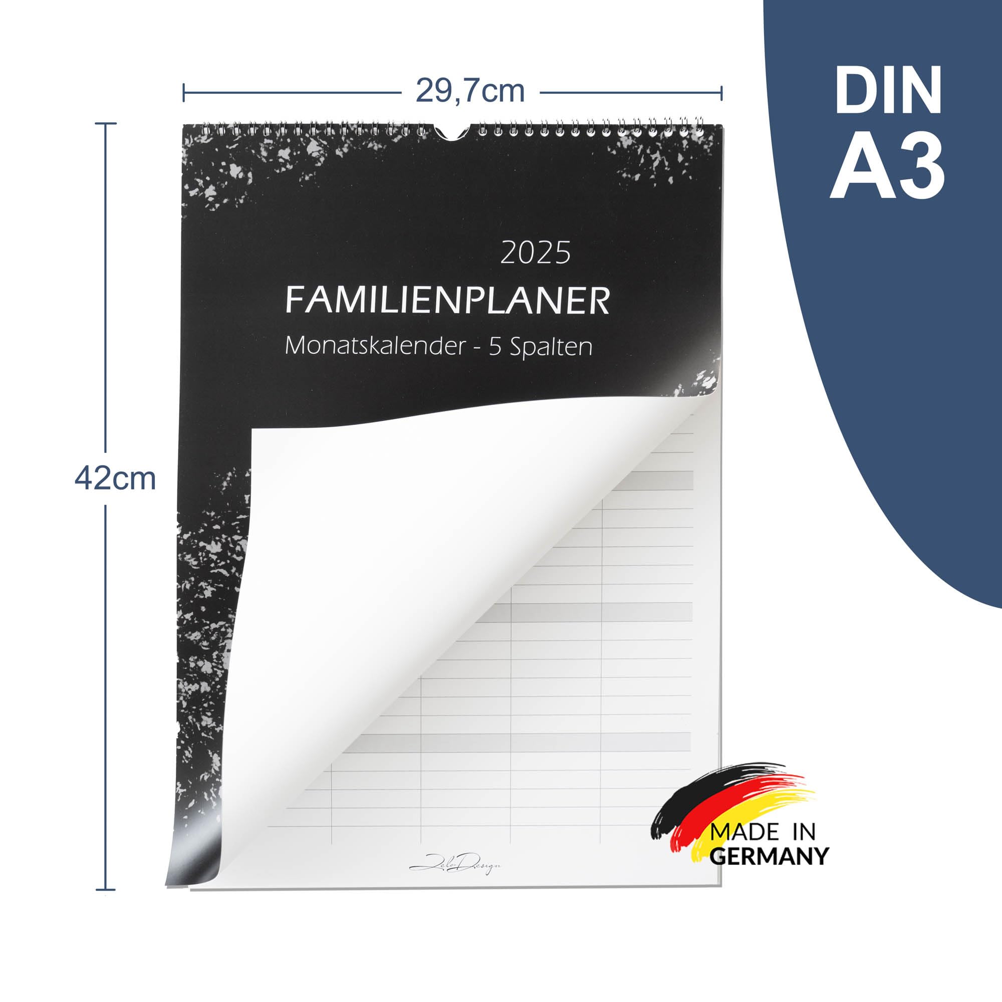 Calendario Familiare Verticale 2025 - Planner Da Parete Con 5 Colonne E Ferie Scolastiche - Foto 3