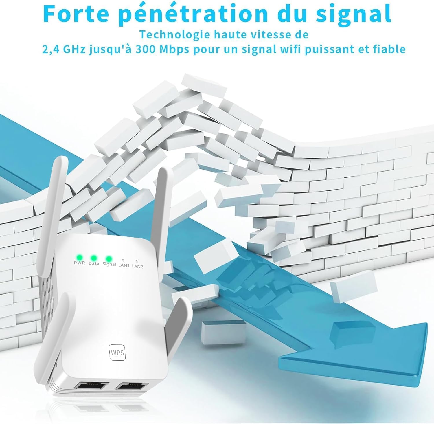 Ultraxtended WiFi Repeater, 1200 Mbit/s wifi-versterker, 2,4 GHz 5G