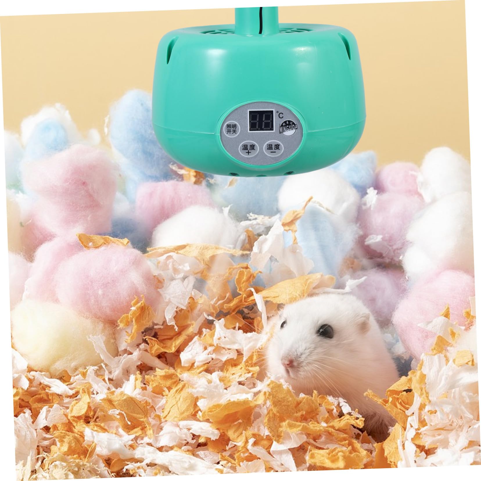 Mobestech Lampada Riscaldante a Temperatura Regolabile per Animali | Verde, Plastica e Metallo, Uso per Criceti e Uccelli, Sicura e Controllo Intelligente