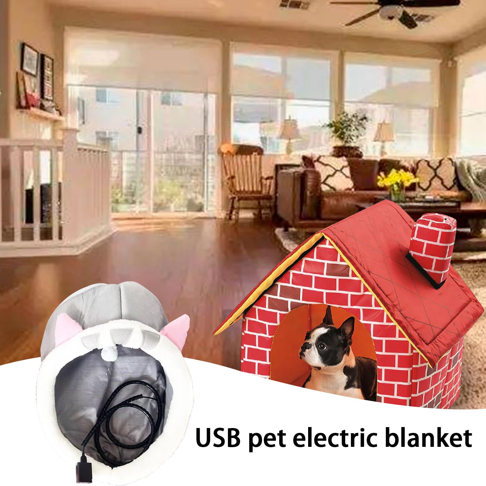Cuccia per cani riscaldata – Cuccia coperta riscaldata USB per animali | domestici con protezione dal surriscaldamento, cuccia per cani e gatti lavabile rimovibile per l'inverno, il freddo