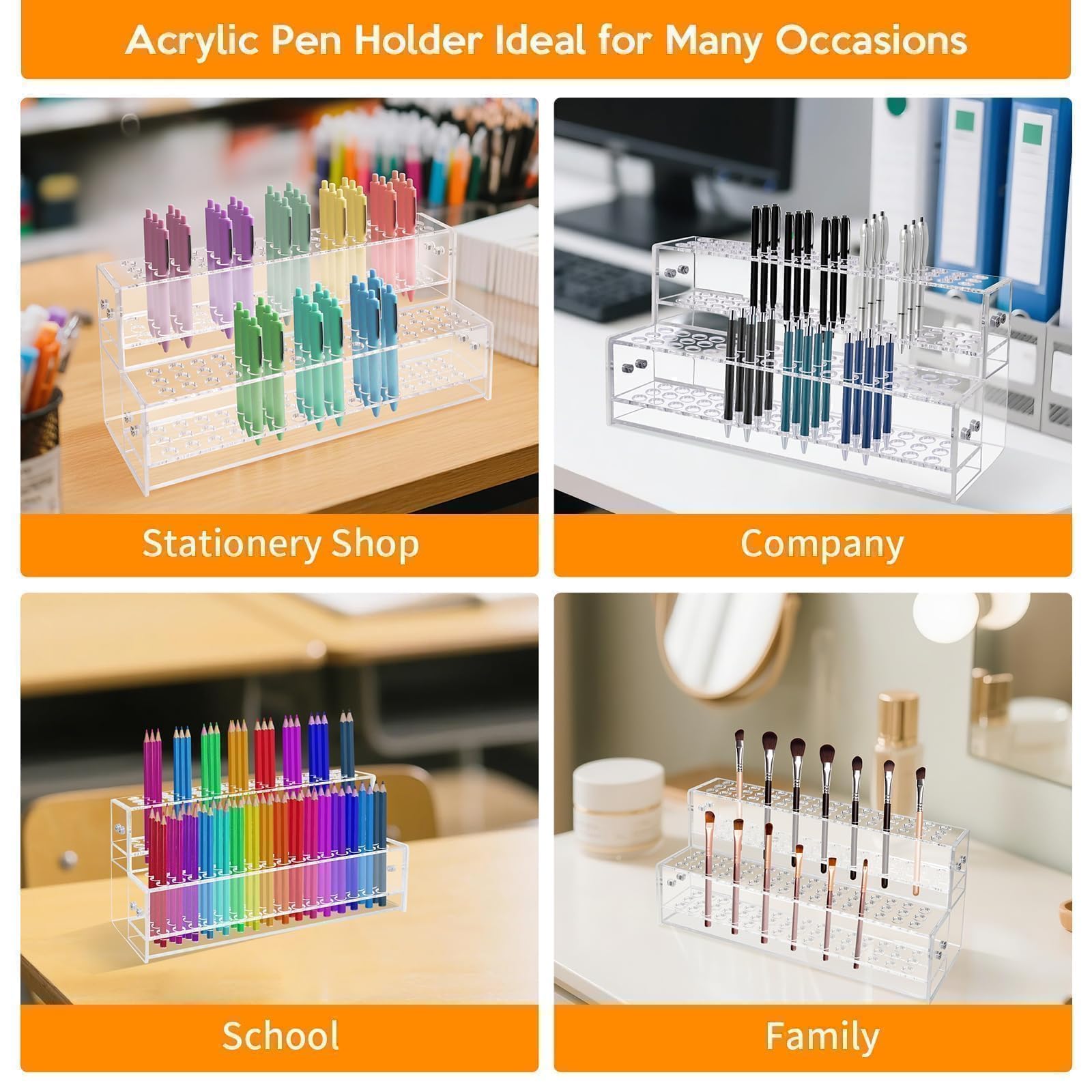 Stifteständer mit 96 Fächern, 2-stöckiger Acryl-Stifthalter für Bastel-Shows, 12 mm, Perlen-Stifte, Pinselhalter, Bleistift-Organizer, Make-up-Pinsel-Organizer, Kunstpinsel-Organizer für Schreibtisch