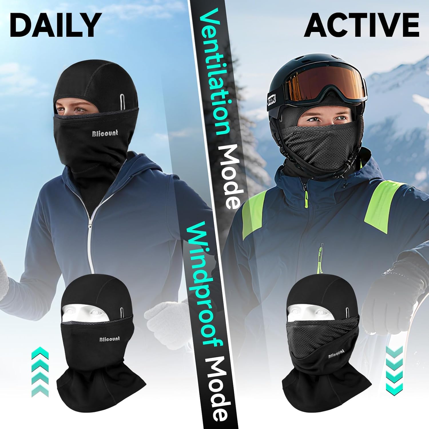 Balaclava Ski Mask for Men Women Thermal Winter Face Mask Dual-Layer Balaclava Breathable Windproof for Cold Weather Skiing - Image 4