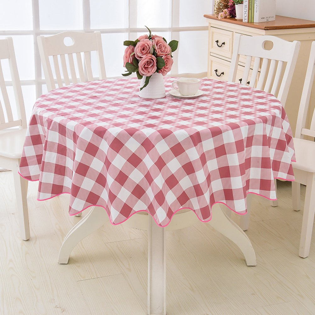 Nappe ronde vinyle 180cm rouge imperméable lavable table jardin PVC dentelle