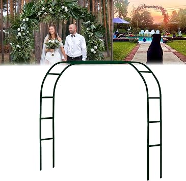 GardenArch Trellis Arched Metal Tubular Frame, 1.8m 2.4m 3m 3.5m WeddingArch with Iron Wires, with Removable BaseDark-Green,80x200cm