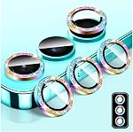 Protecteur d'objectifs caméra Bling pour Samsung Galaxy A16, LucBuy Stickers film de couverture de caméra en verre trempé, Glitter Automatic-Alignement Protecteur d'écran individuel en métal