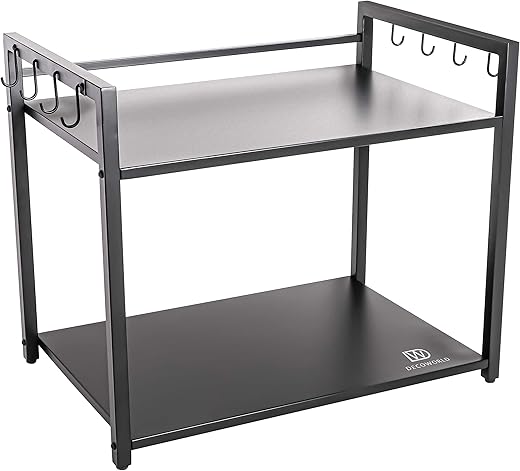 DECOWORLD || Metal Microwave Stand || Microwave & OTG Stand for Kitchen Counter|| Double Platform for Extra Storage with Hooks|| Kitchen Oven…